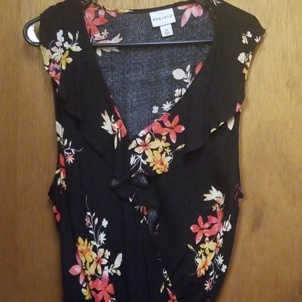 Ava & Viv Black floral sleeveless dress
